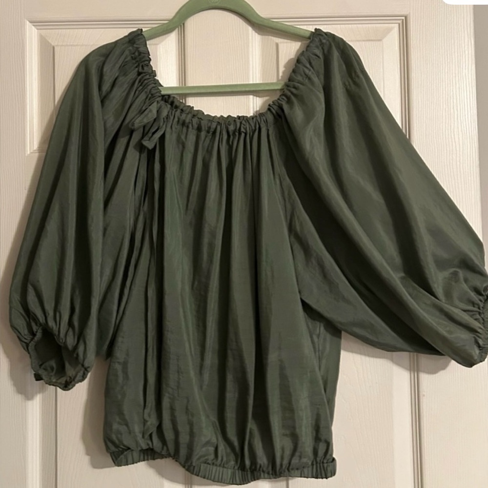 Olive semi sheer top